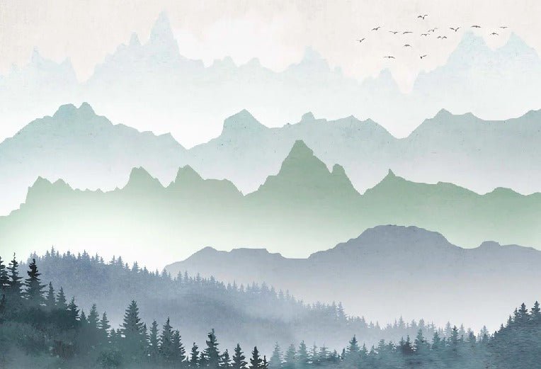 Papier peint brume matinale forêt, XXL, tendance