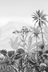 Papier peint tendance tropical noir et blanc
