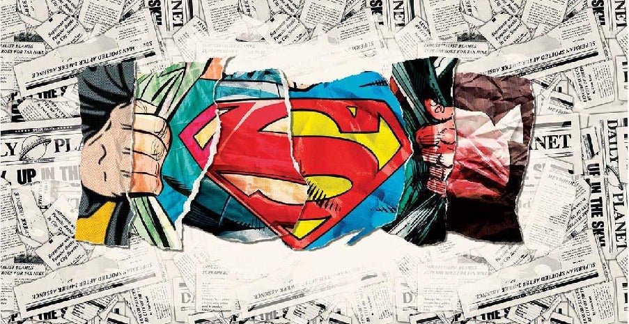 Papier peint panoramique héro superman BD ecu S journal presse