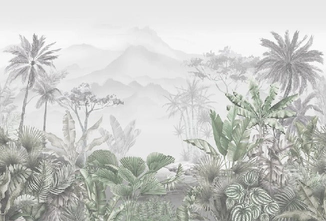 Papier peint tendance tropical vert