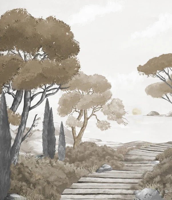 Papier peint balade dans les calanques brun, XXL, tendance