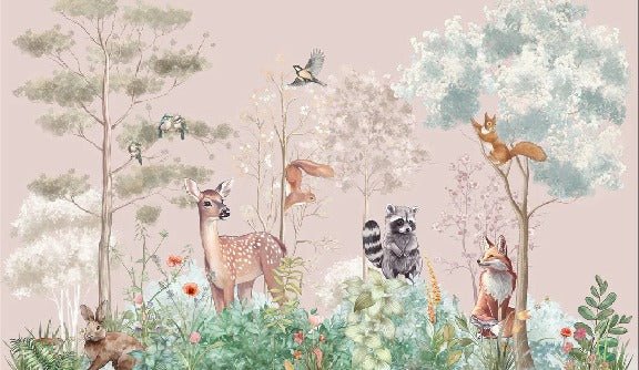 Papier peint chambre enfant nature magique rose