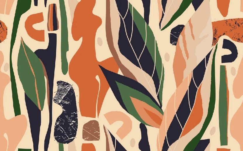 Papier peint mur végétal abstrait