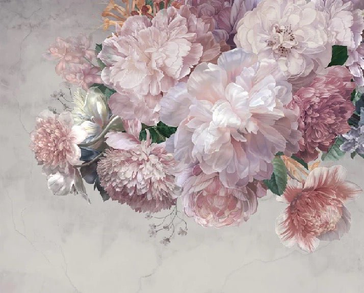 Papier peint restaurant pivoines, mural concept, tendance