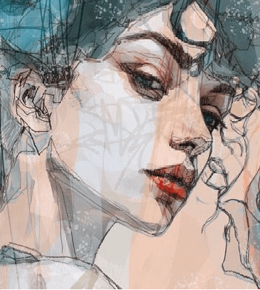 Papier Peint Visage Féminin Blue Rose - H200cmx L180cm - Matière Pré-Encollé, XXL, tendance