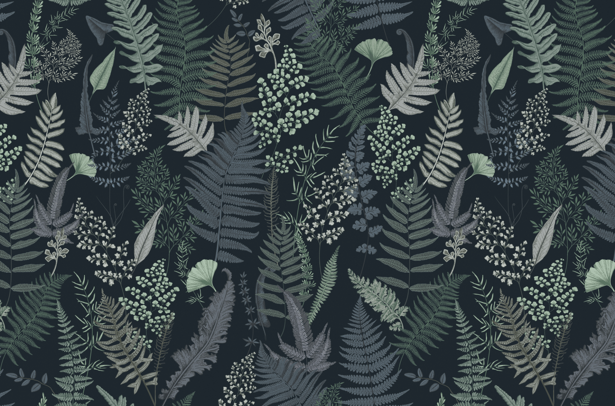 Papier Peint Panoramique Feuille Dense Bleu Marine - H232cm x L359cm - Matière Pré-Encollé - Muralconcept