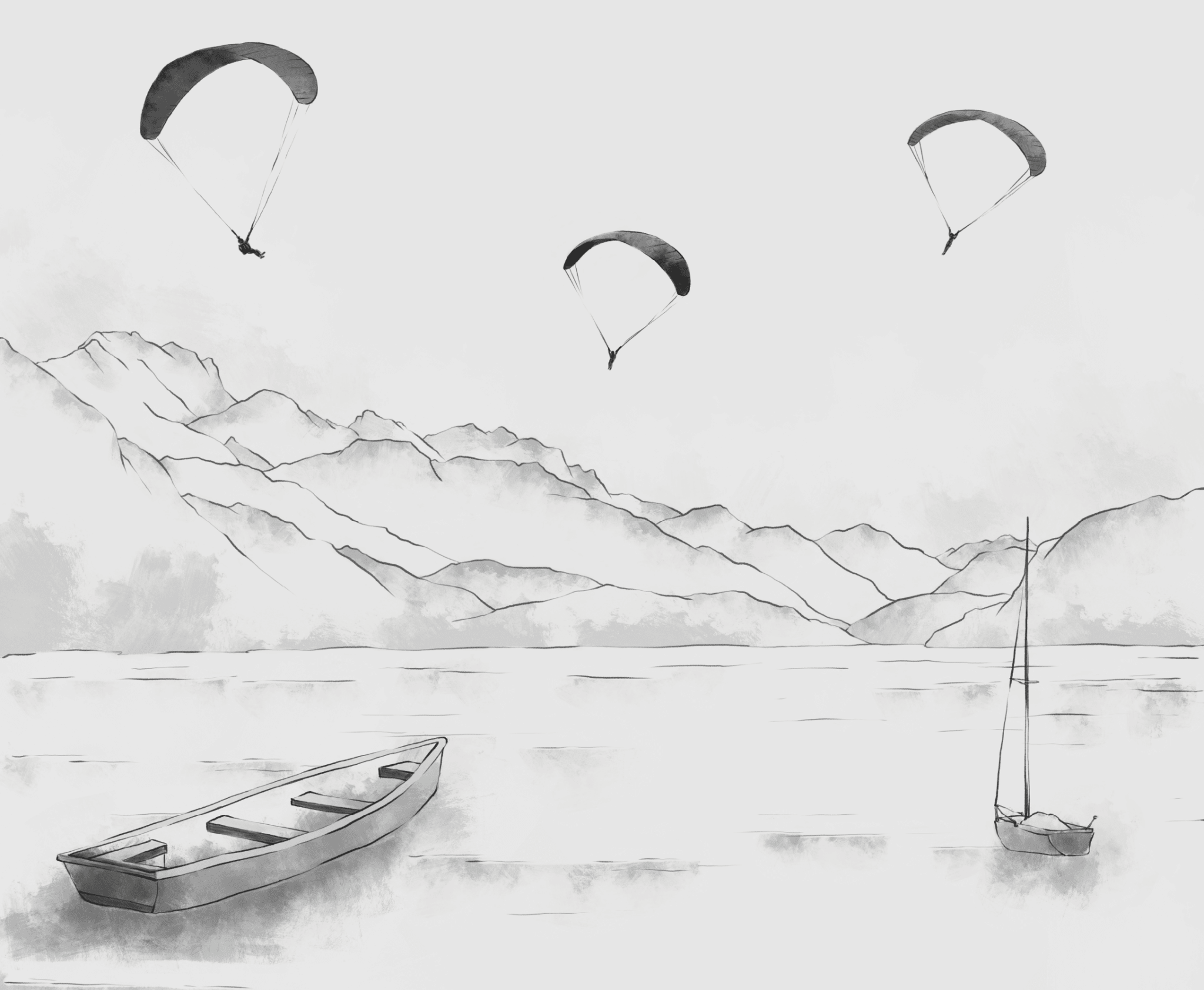 Papier Peint Panoramique Annecy Cimes & Art Monochrome - H300cm x L370cm - Matière Softouch - Muralconcept