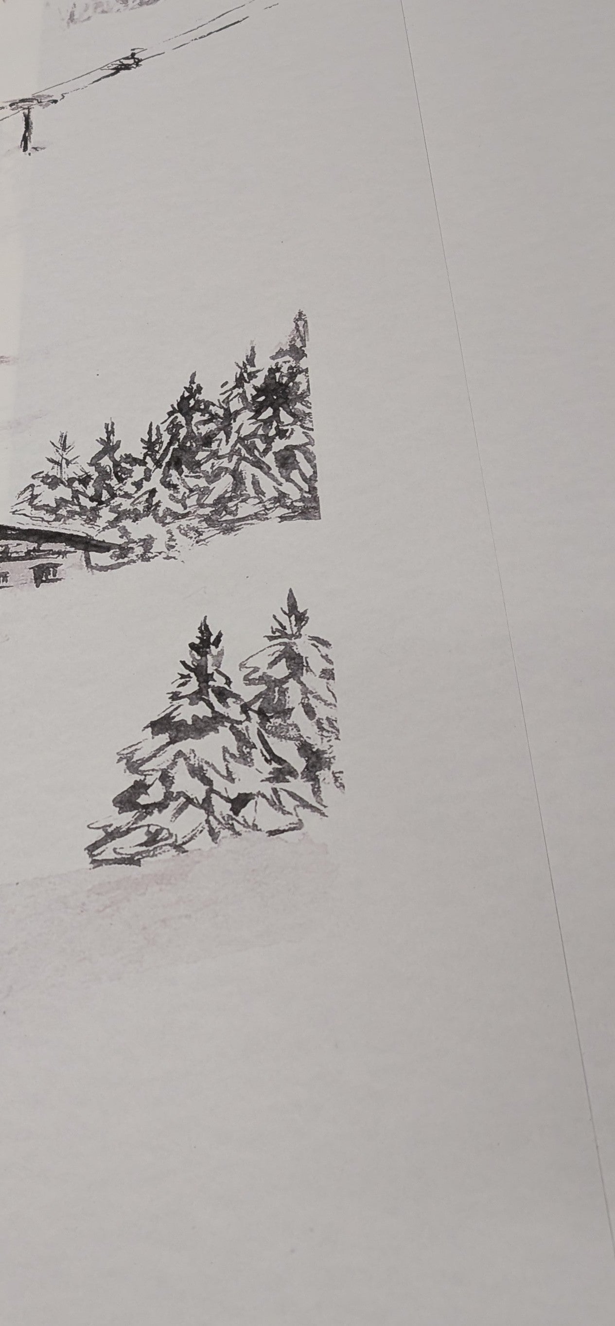 Papier peint Panoramique La CLusaz en peinture Noir et Blanc H250cmx L400cm- Matière Softouch