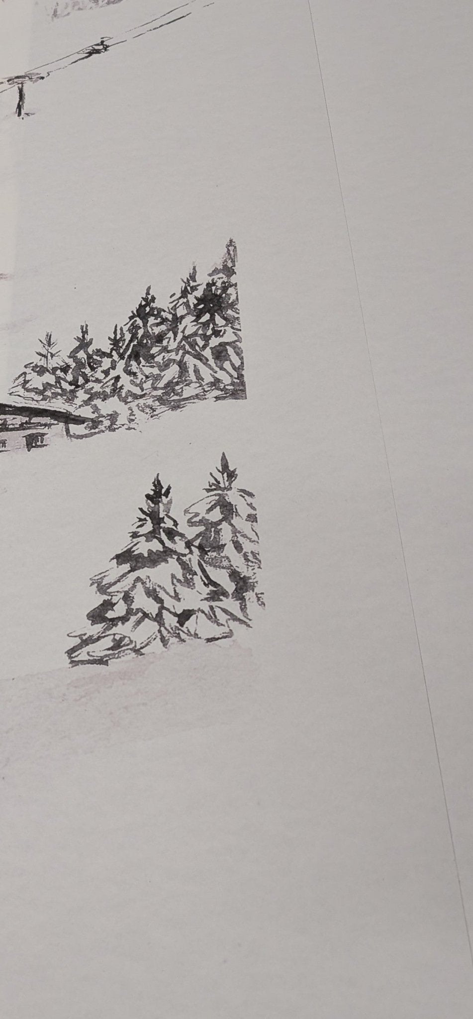 Papier peint Panoramique La CLusaz en peinture Noir et Blanc H250cmx L400cm - Matière Softouch