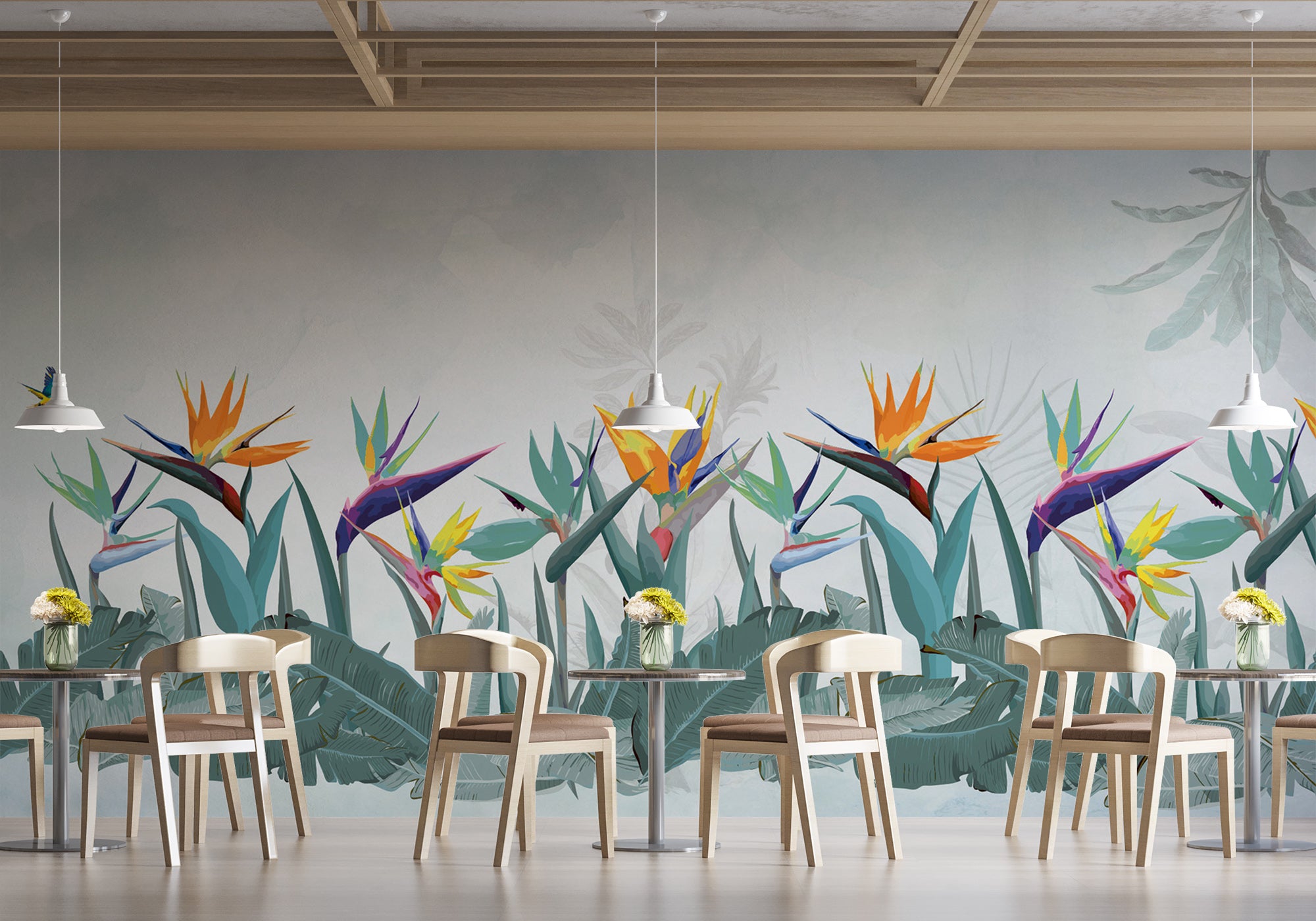 Papier peint bistrot exotique balata, mural concept, tendance