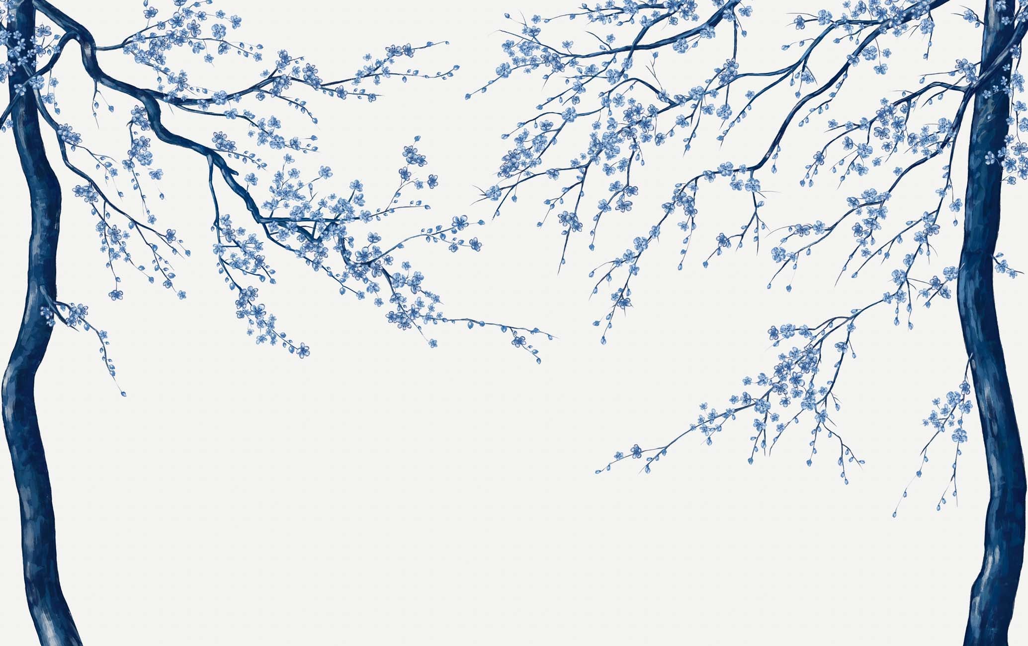 Papier peint panoramique fleur Sakura blanc, XXL, tendance