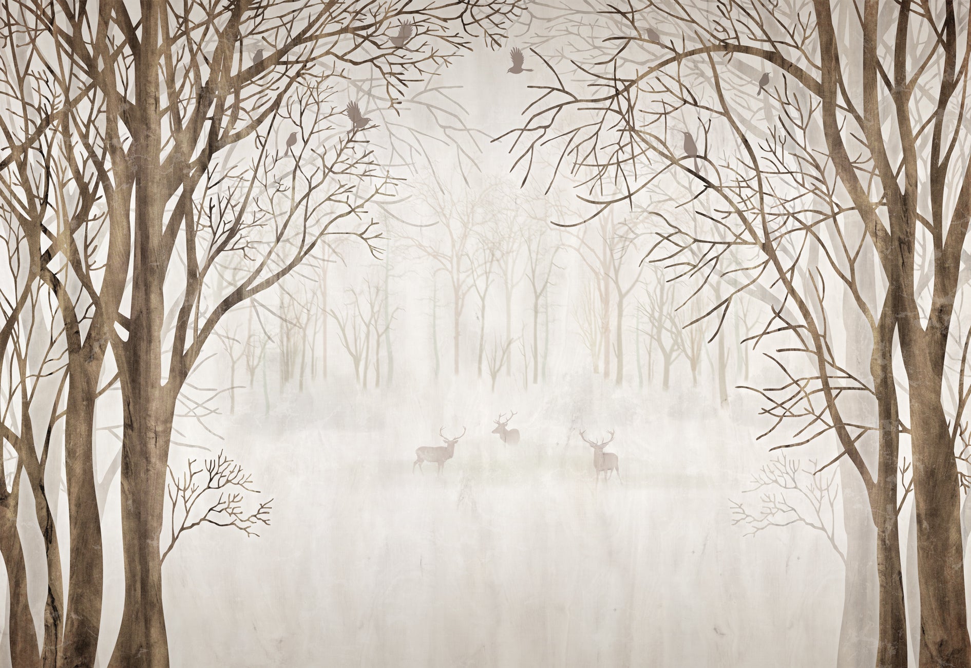 Papier peint salle de bain sur mesure forêt bienvenue dans le bois, XXL, tendance