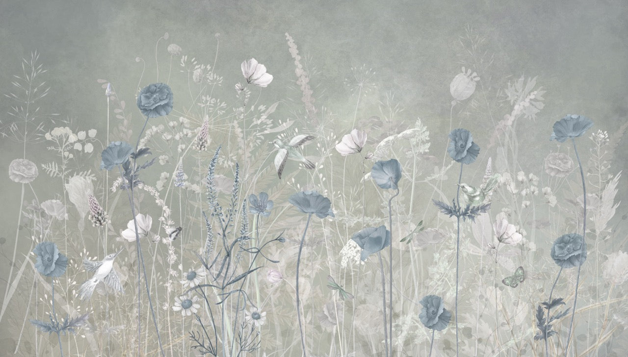 Papier peint contemporain fleur azura