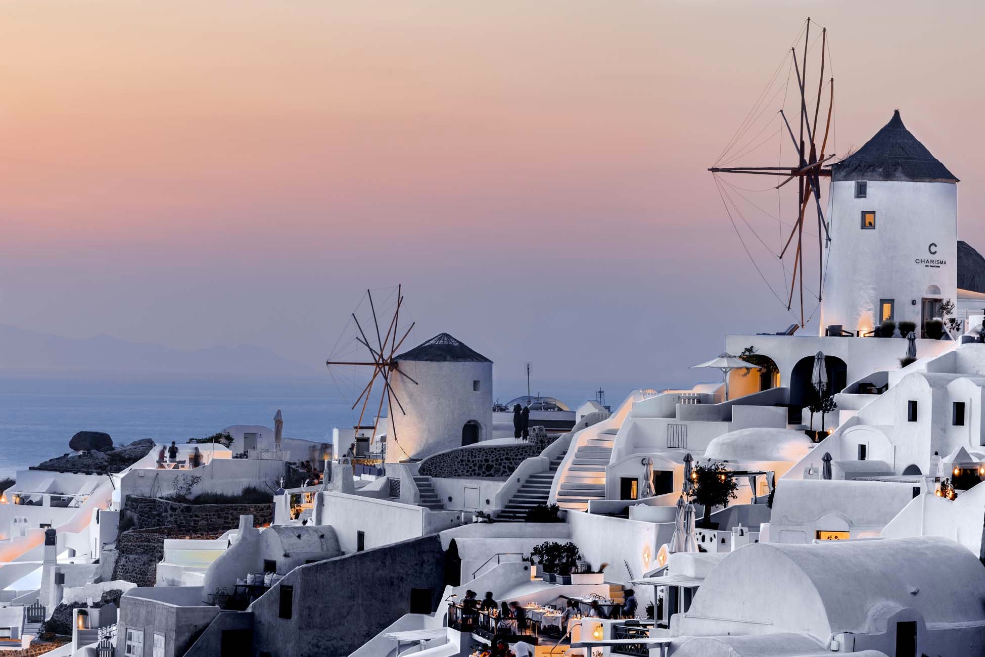 Papier peint photo Santorin coucher de soleil, XXL, tendance