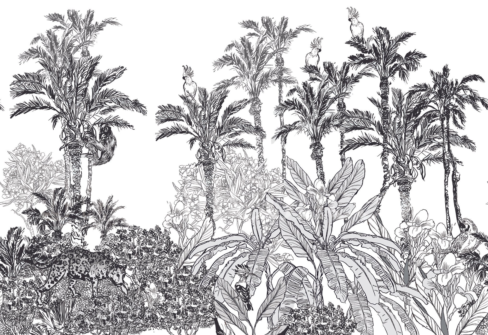 Papier peint jungle panthère - panoramique français