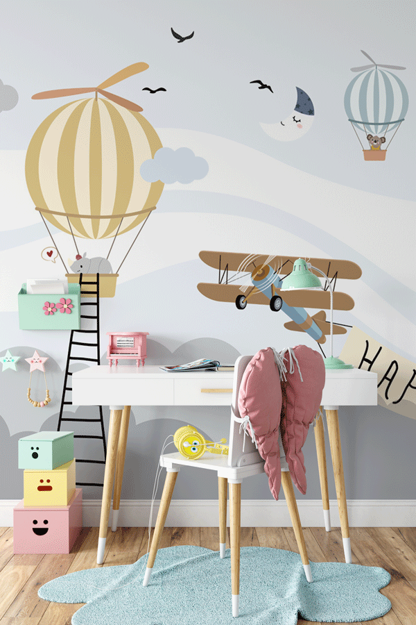 Papier peint panoramique enfant douce ascension - Muralconcept
