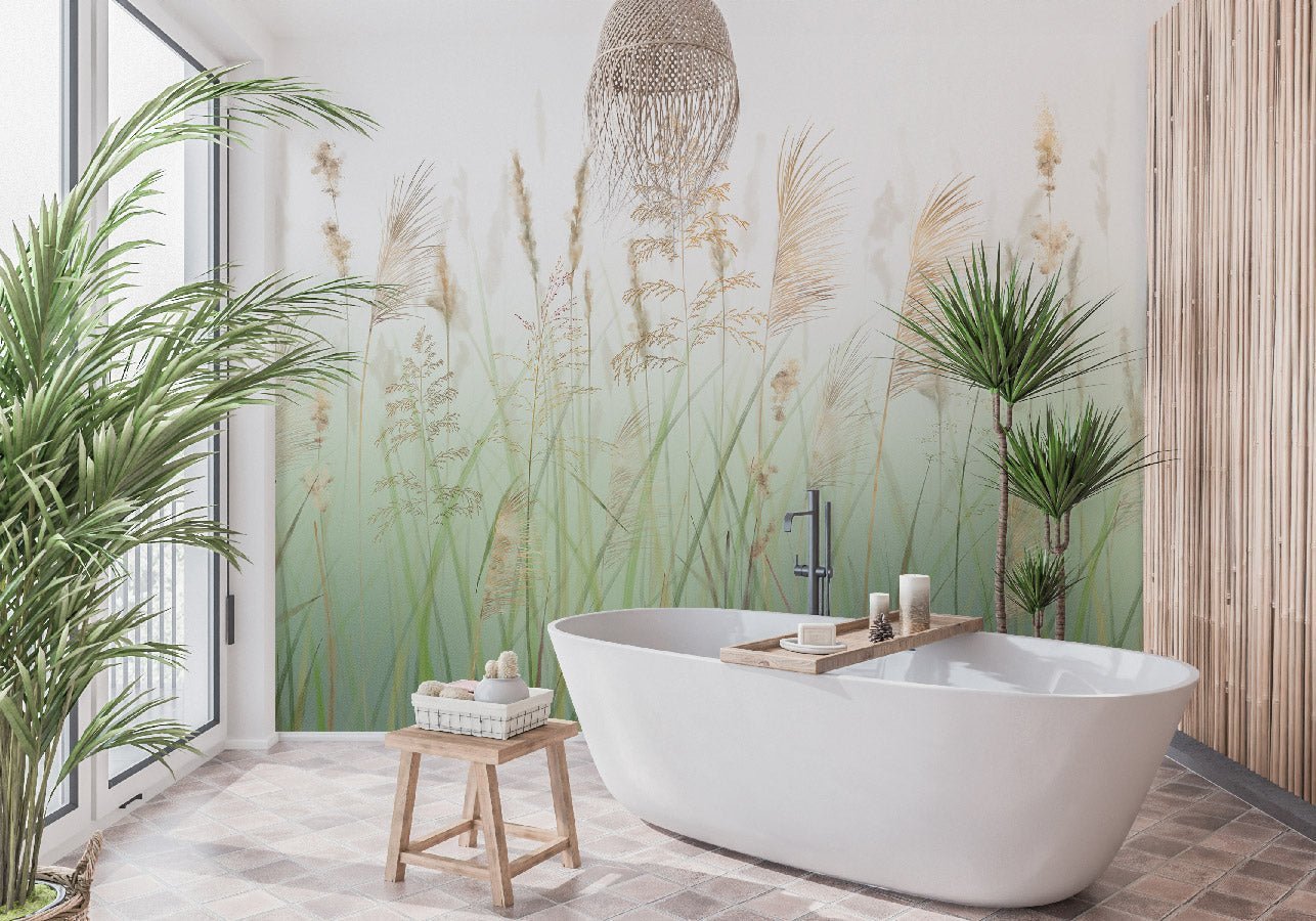 Papier peint fleur des champs de blé vert, XXL, tendance