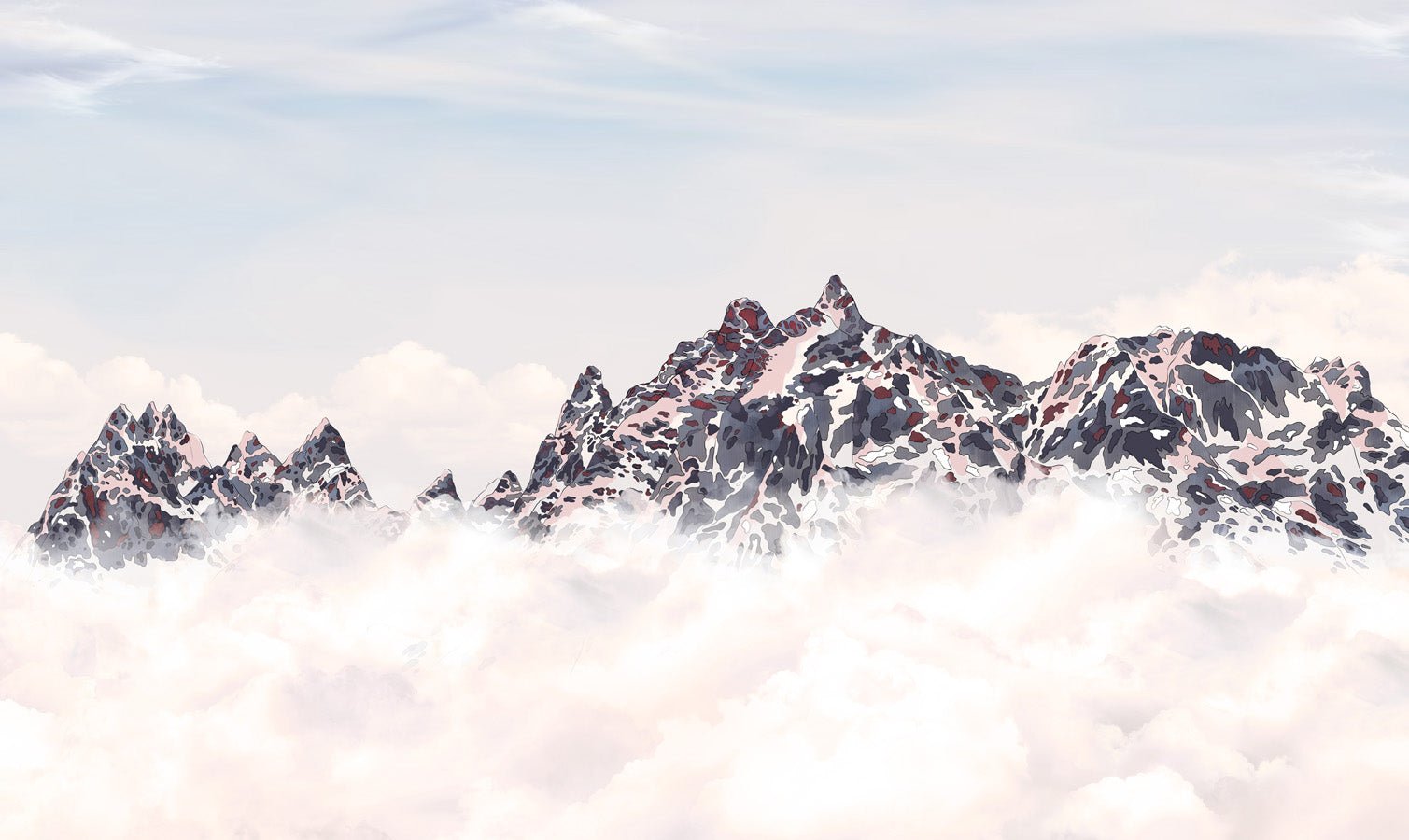 Papier peint coucher de soleil les cimes, mural concept, tendance