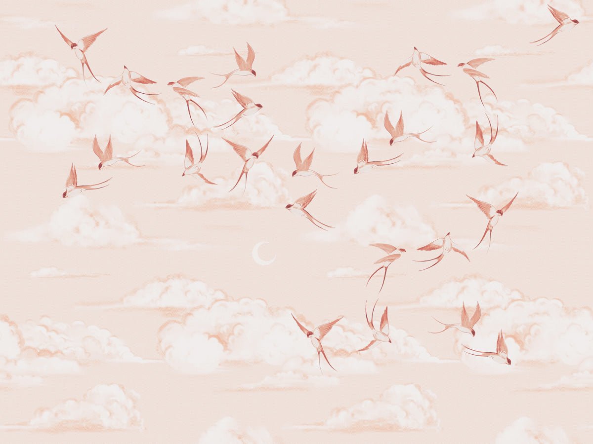 Papier peint chambre enfant poétique terracotta, mural concept, tendance