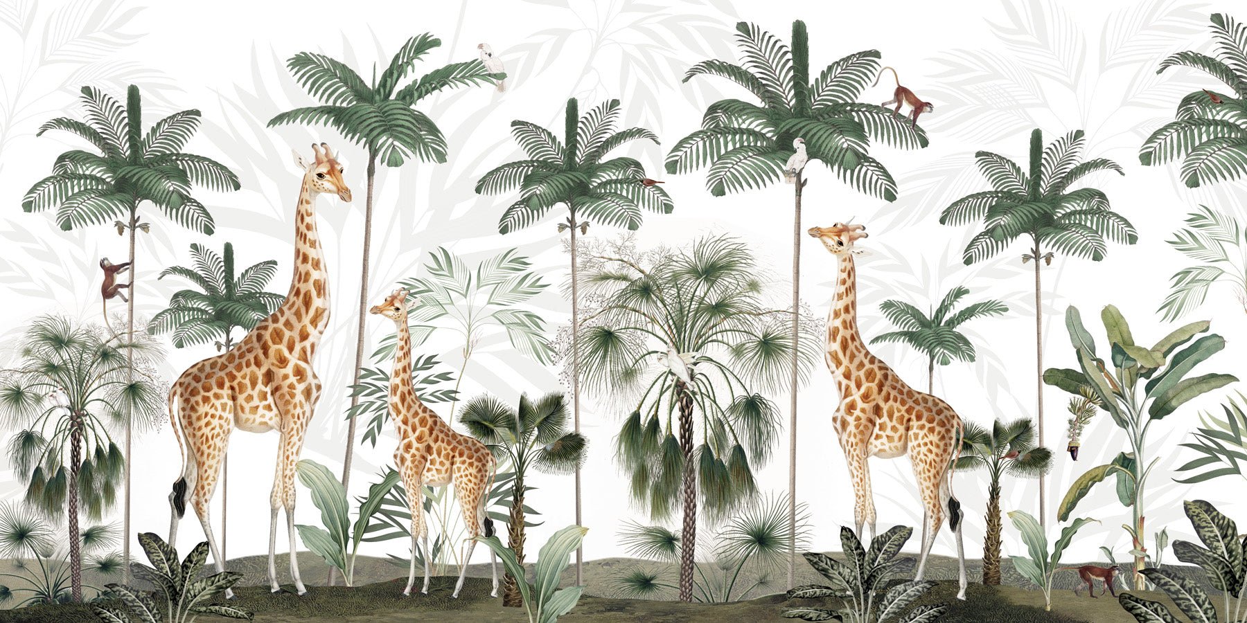 Papier peint famille girafes, mural concept, tendance