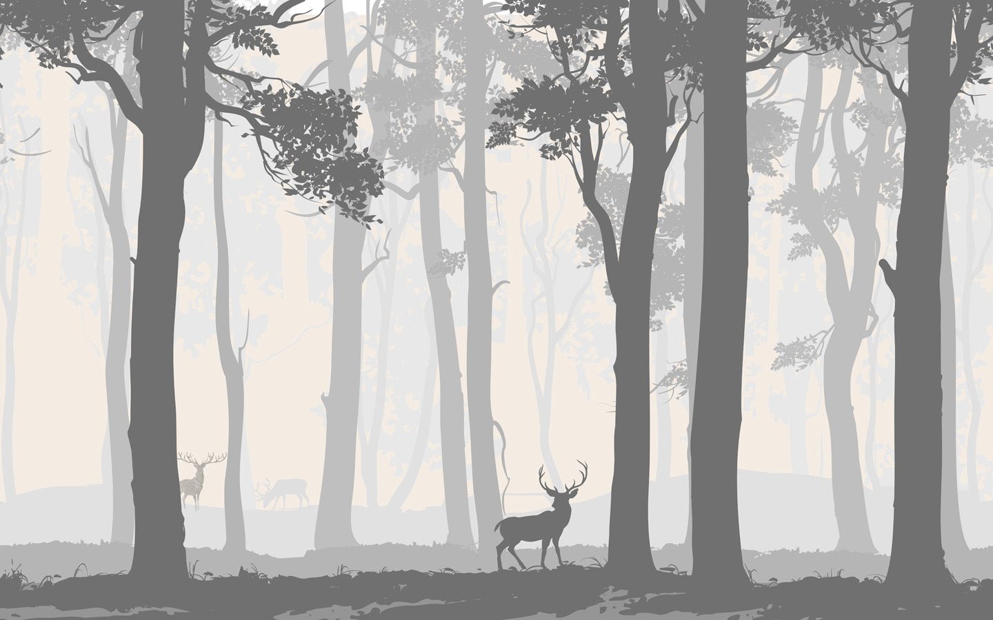 Papier peint Forêt nature zen monochrome, mural concept, tendance