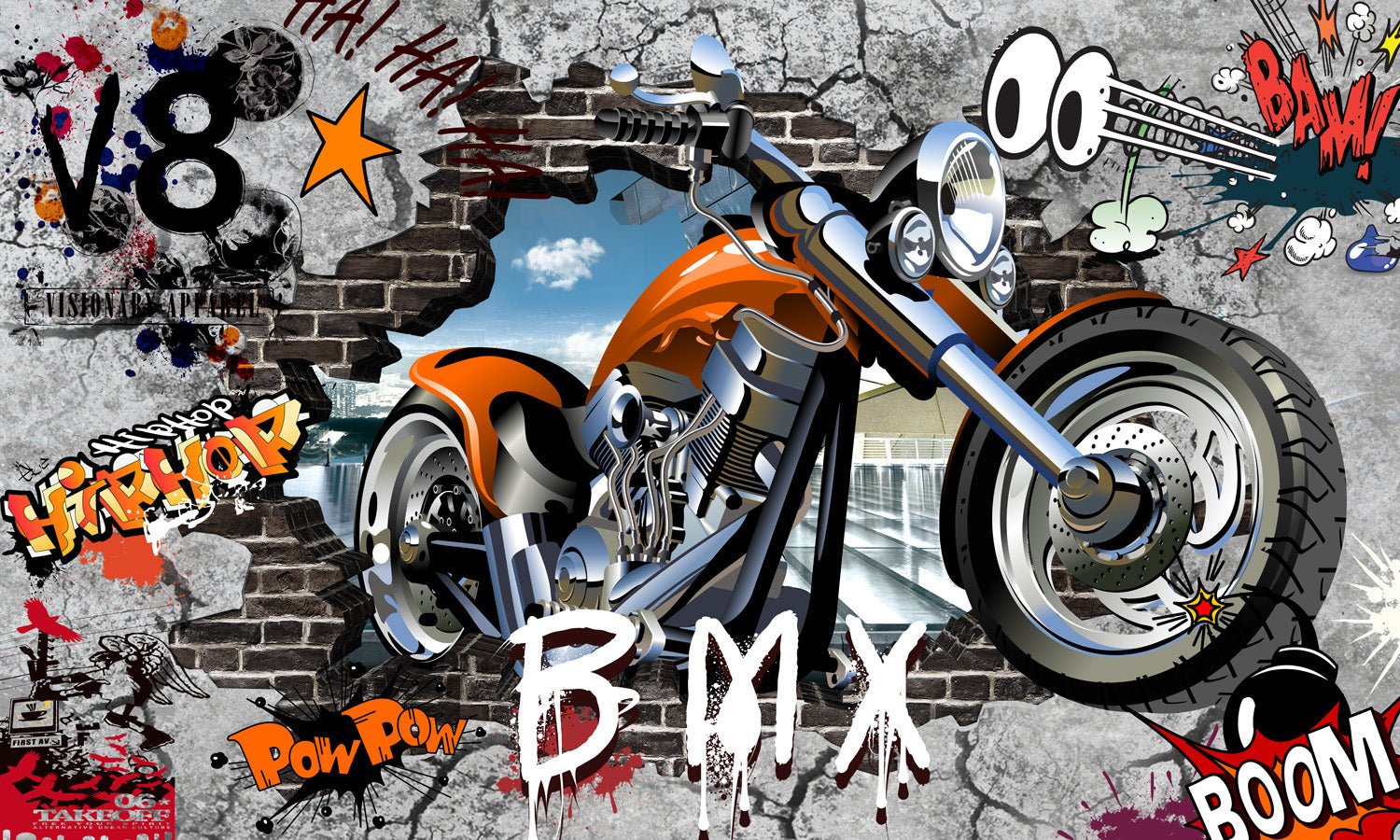 Papier peint Old Moto, mural concept, tendance
