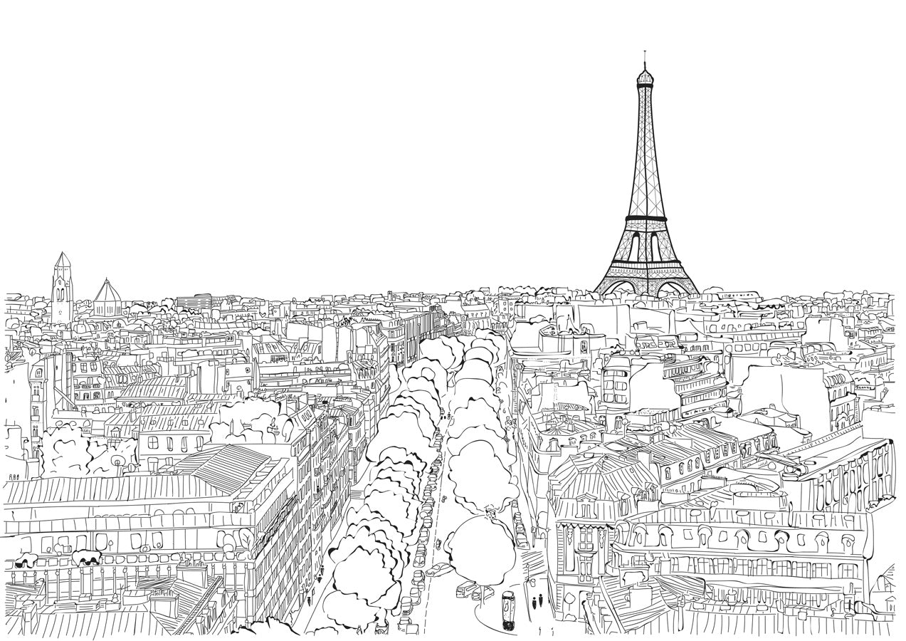 Papier peint panoramique Paris, mural concept, tendance