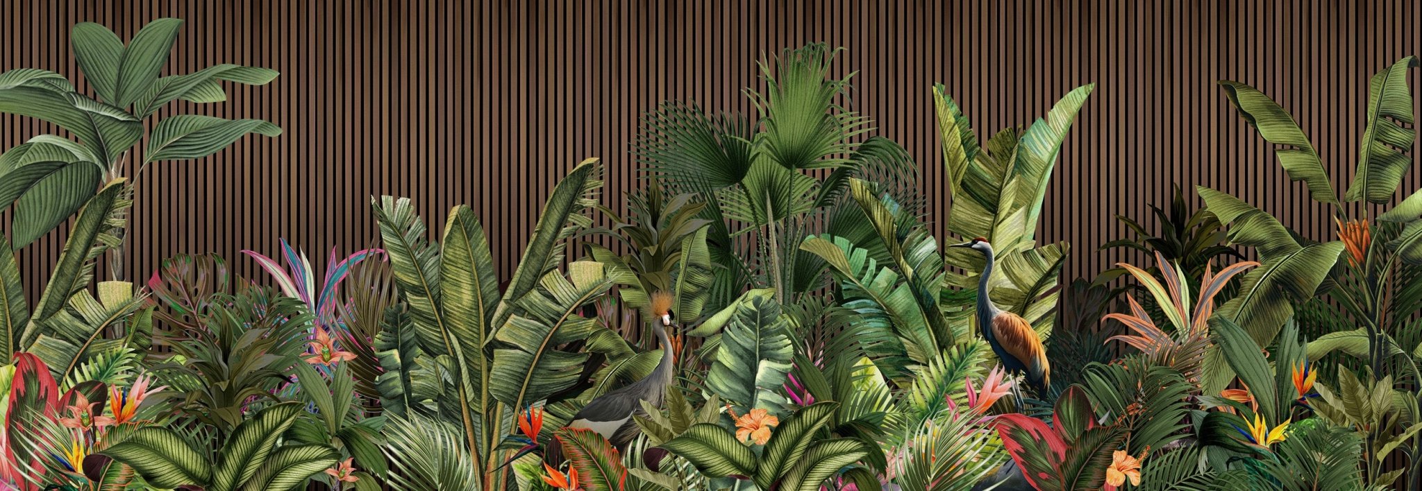 Papier peint panoramique tasseau végétal, mural concept, tendance