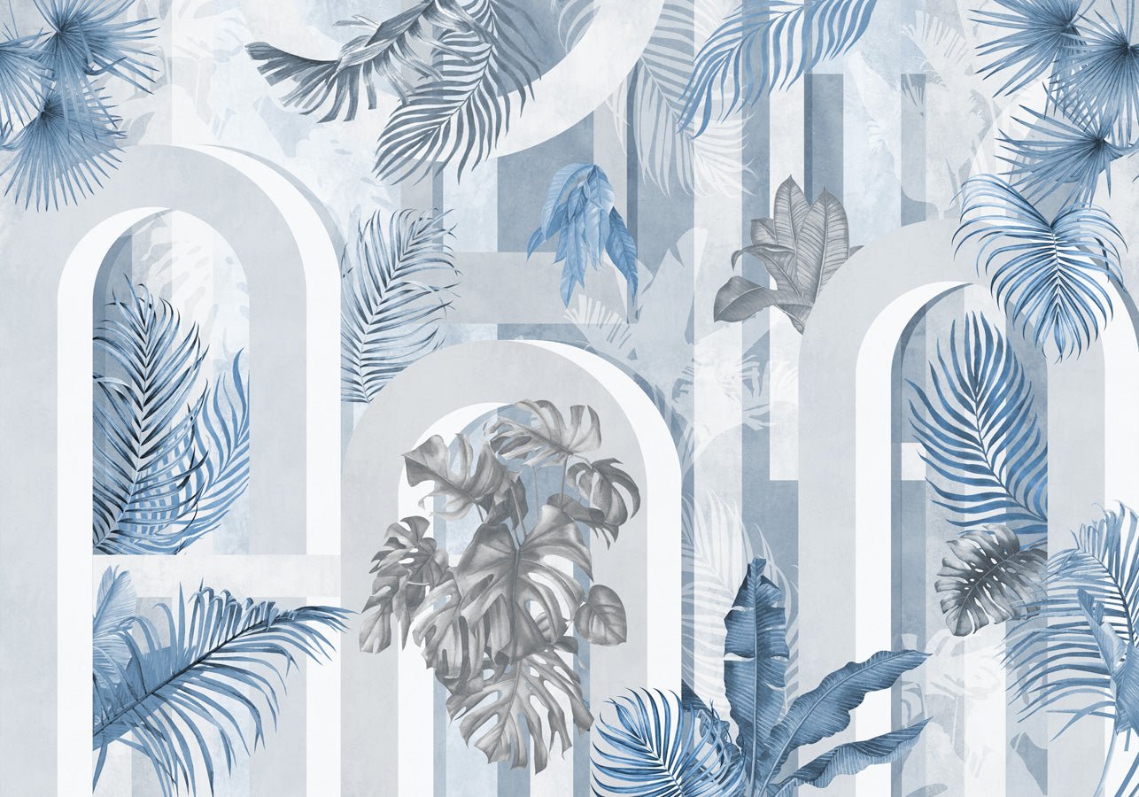 Papier peint tendance arche bleu, mural concept, tendance