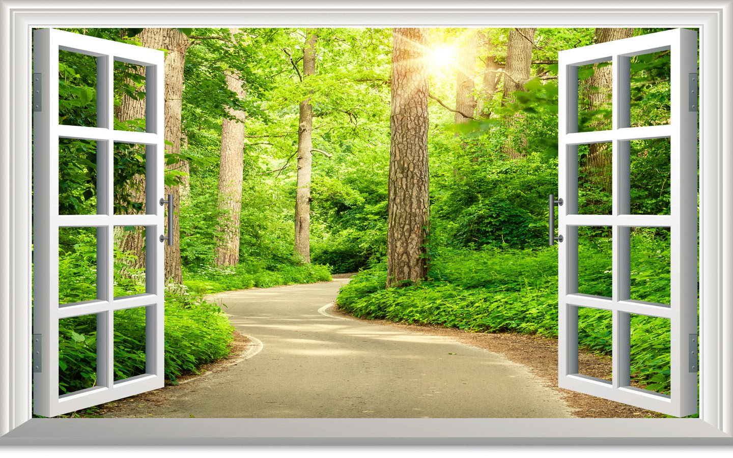 Papier peint wc balade en forêt, mural concept, tendance