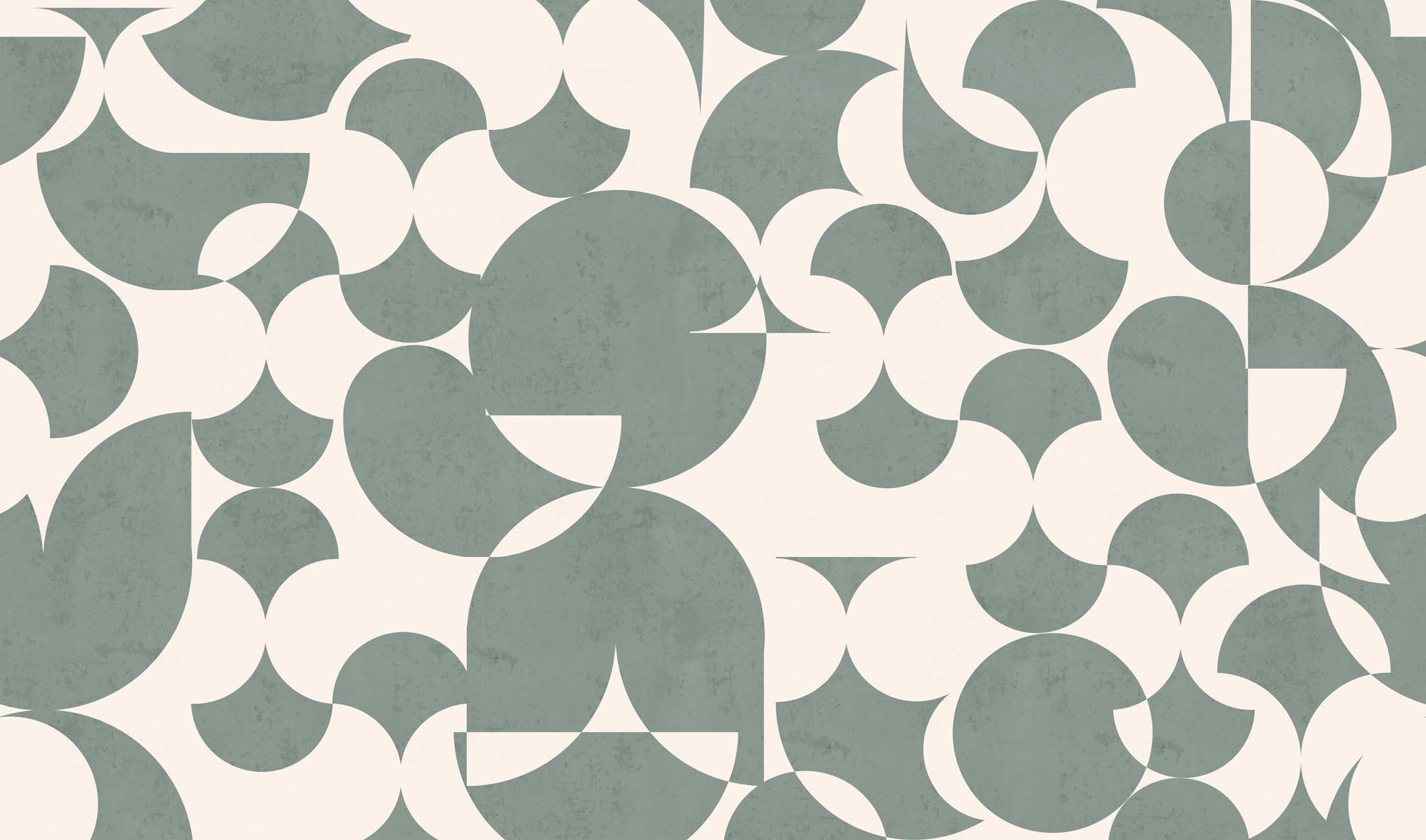 Papier peint rétro forme graphique vert ardoise, XXL, tendance