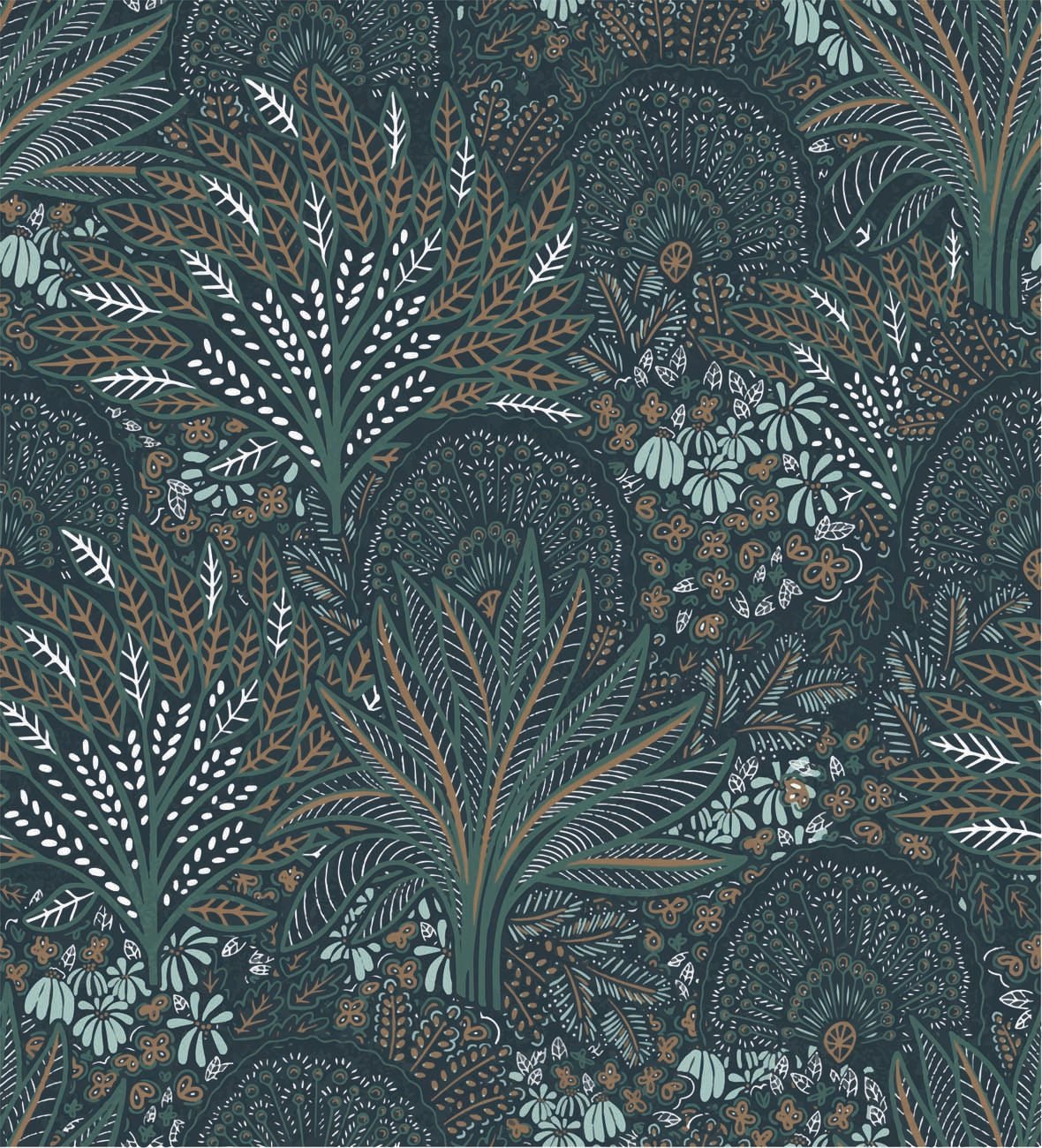 Papier peint wc roue du paon végétale, XXL, tendance