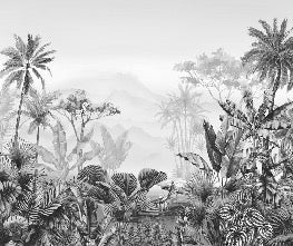 Papier peint tendance tropical noir et blanc