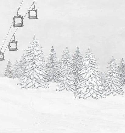 Papier peint montagne télécabine noir & blanc