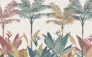 Papier peint panoramique jungle colorée