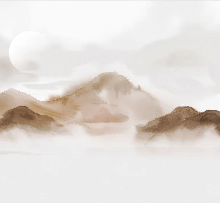 Papier peint montagnes voilées – Lueur sépia