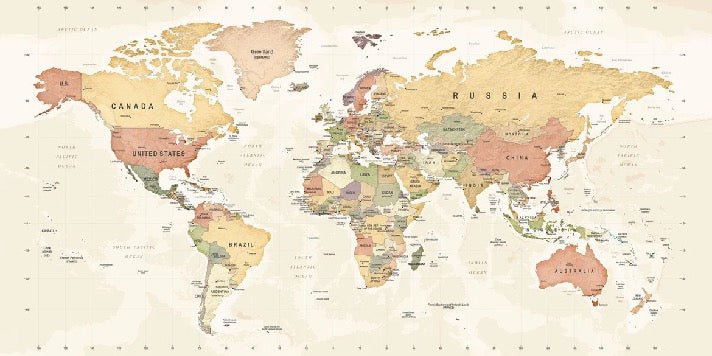 Papier peint panoramique carte du monde exploration