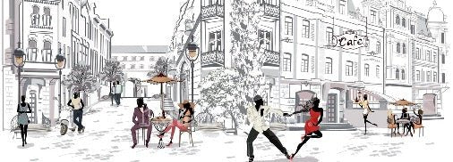 Papier peint restaurant balade parisienne, XXL, tendance