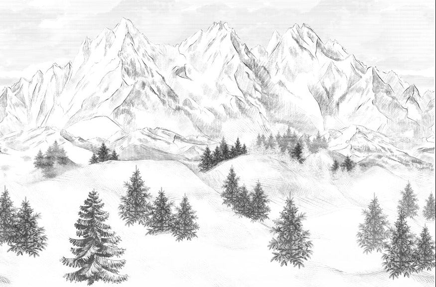 Papier peint montagne sommets de Chamonix, XXL, tendance