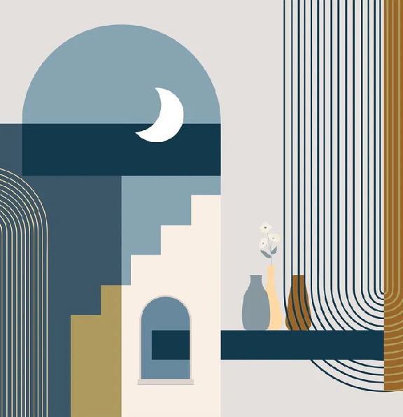 Papier peint arche bleu graphique