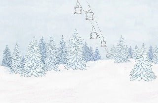 Papier peint montagnes télécabine bleu