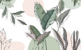 Papier peint panoramique végétal graphique vert, XXL, tendance