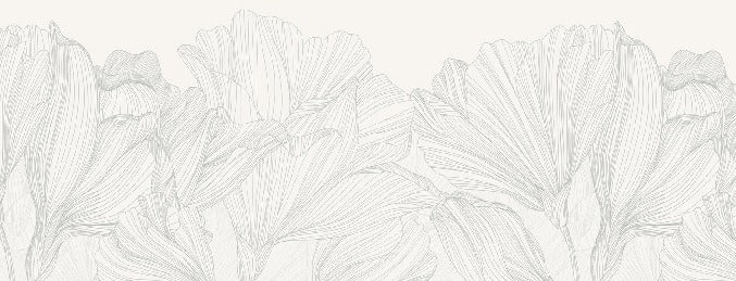 Papel pintado Vals de flores panoramico gris y blanco