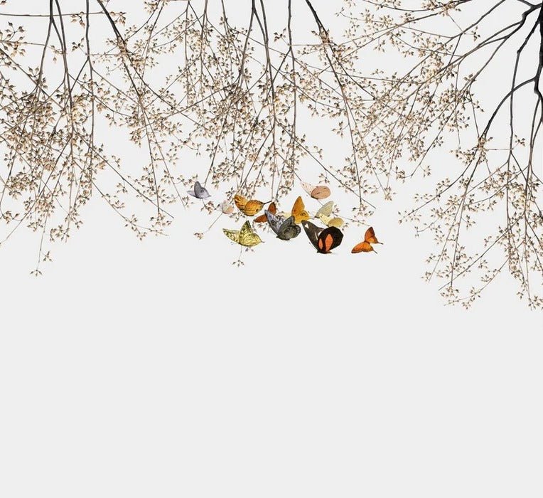 Papier peint salon branchage & papillon