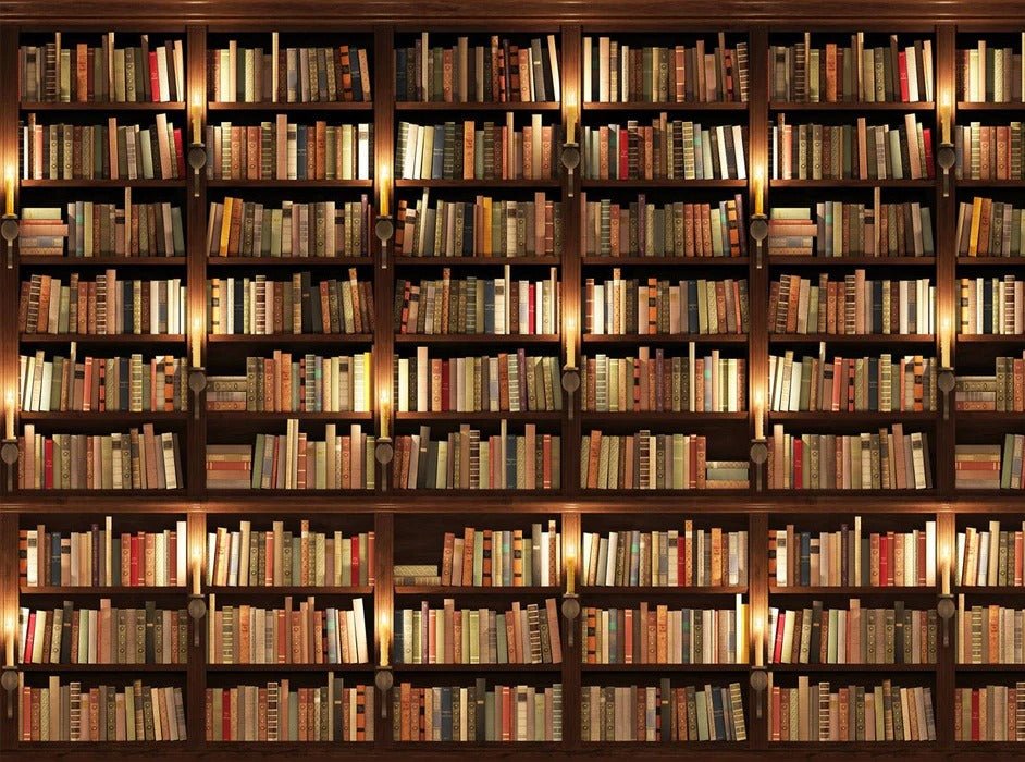 Papier peint trompe l'oeil Authentique Bibliothèque