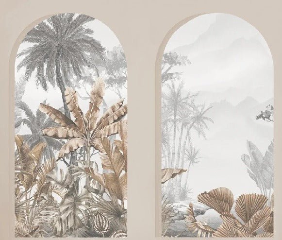 Papier peint arches tropicales sépia