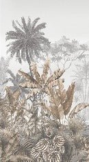 Papier peint wc tendance tropical sépia