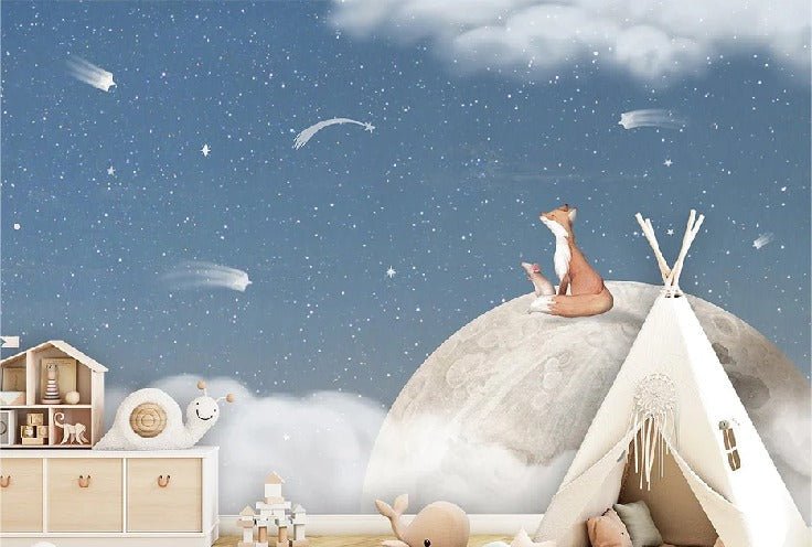 Papier peint bébé nuit apaisante bleu, XXL, tendance