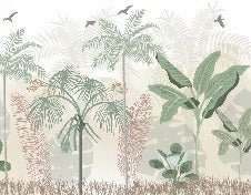 Papier peint panoramique jungle pastel