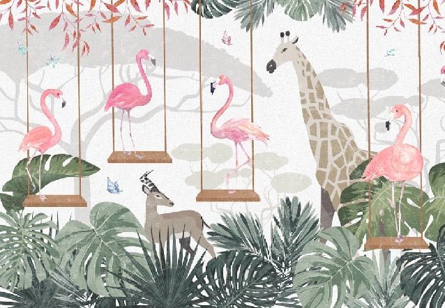 Papier peint panoramique savana sweet flamingo